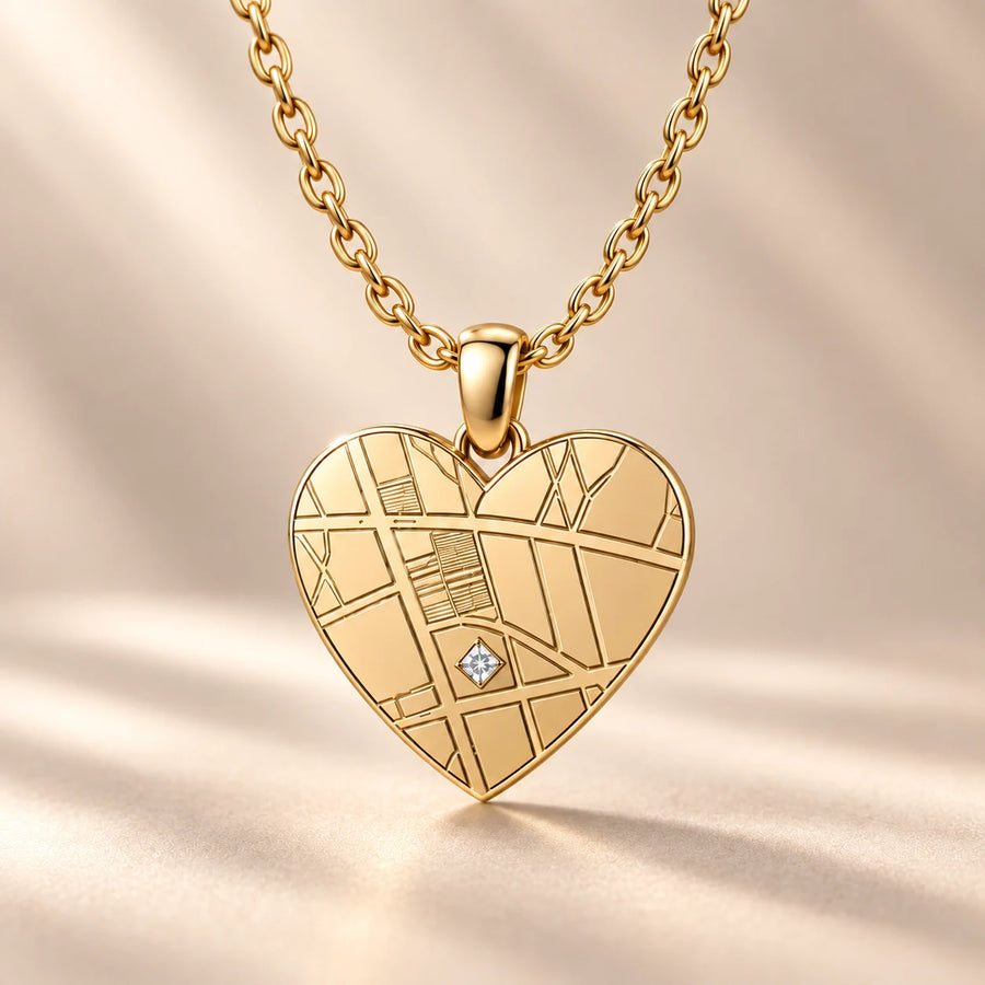 DRAWELL personalized heart map necklace - gold product