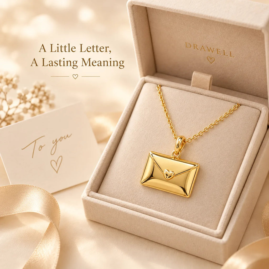 Personalized envelope necklace presented as a meaningful keepsake gift