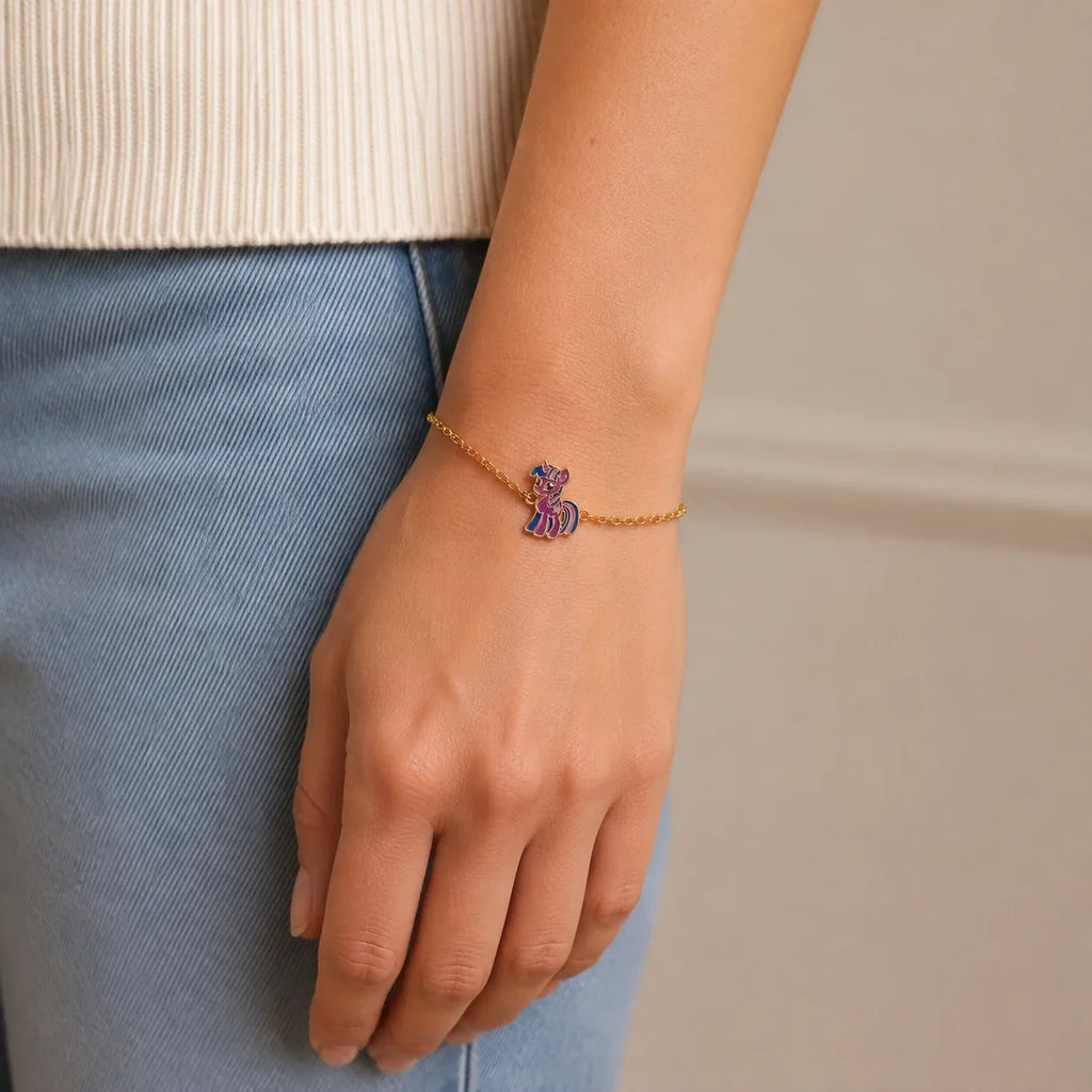 DRAWELL colorful enamel custom drawing chain bracelet worn on wrist