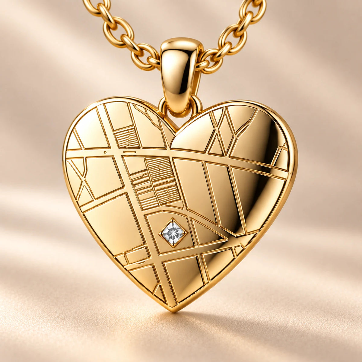 DRAWELL personalized heart map necklace - detail