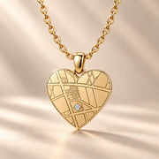 DRAWELL personalized heart map necklace - gold product