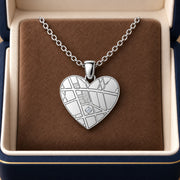 DRAWELL personalized heart map necklace - silver gift box