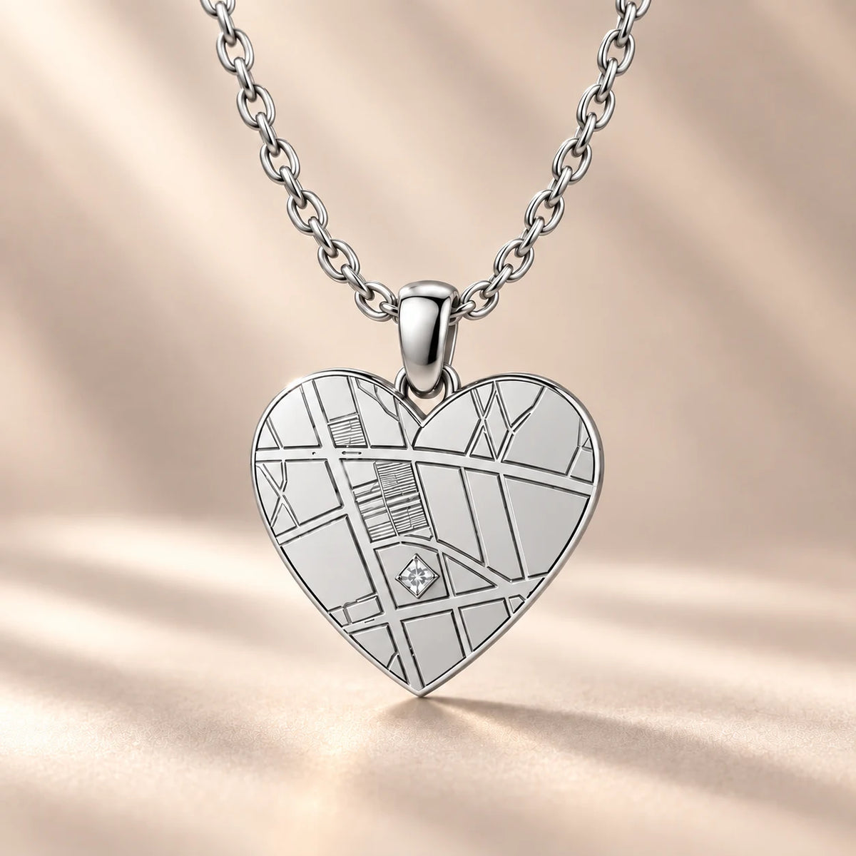 DRAWELL personalized heart map necklace - silver product
