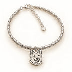 Personalized silver dog portrait charm bracelet