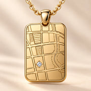 DRAWELL personalized rectangle map necklace - detail