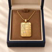 DRAWELL personalized rectangle map necklace - gold gift box