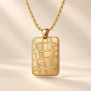DRAWELL personalized rectangle map necklace - gold product