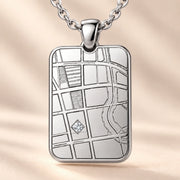 DRAWELL personalized rectangle map necklace - silver product