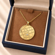 DRAWELL personalized round map necklace - gold gift box