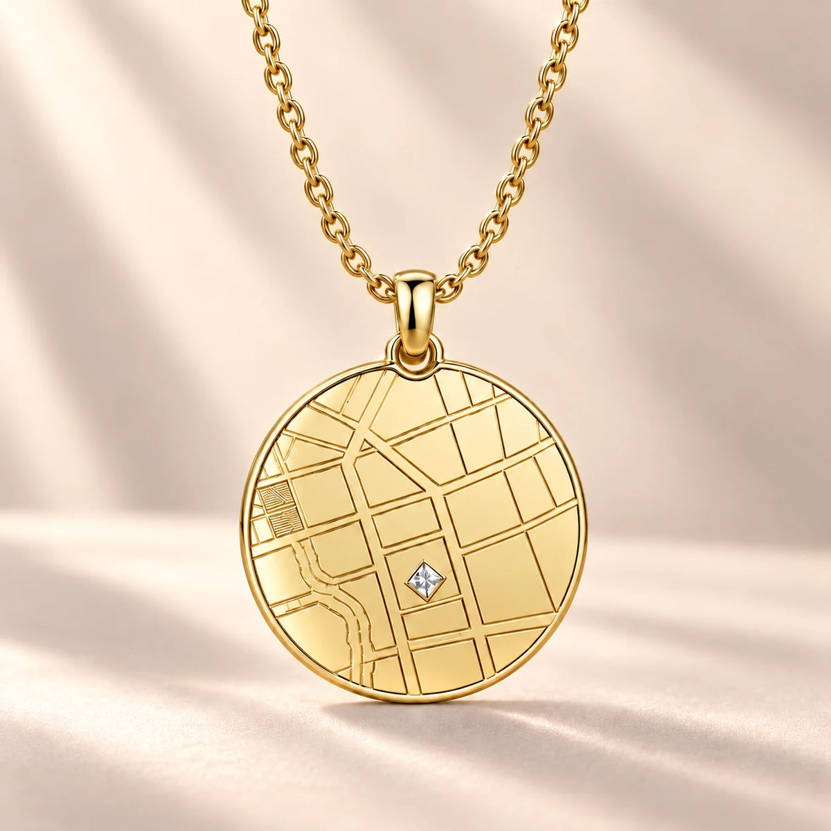 DRAWELL personalized round map necklace - gold product