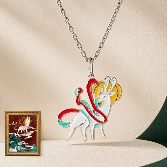Custom artwork necklace in 925 sterling silver with colorful enamel