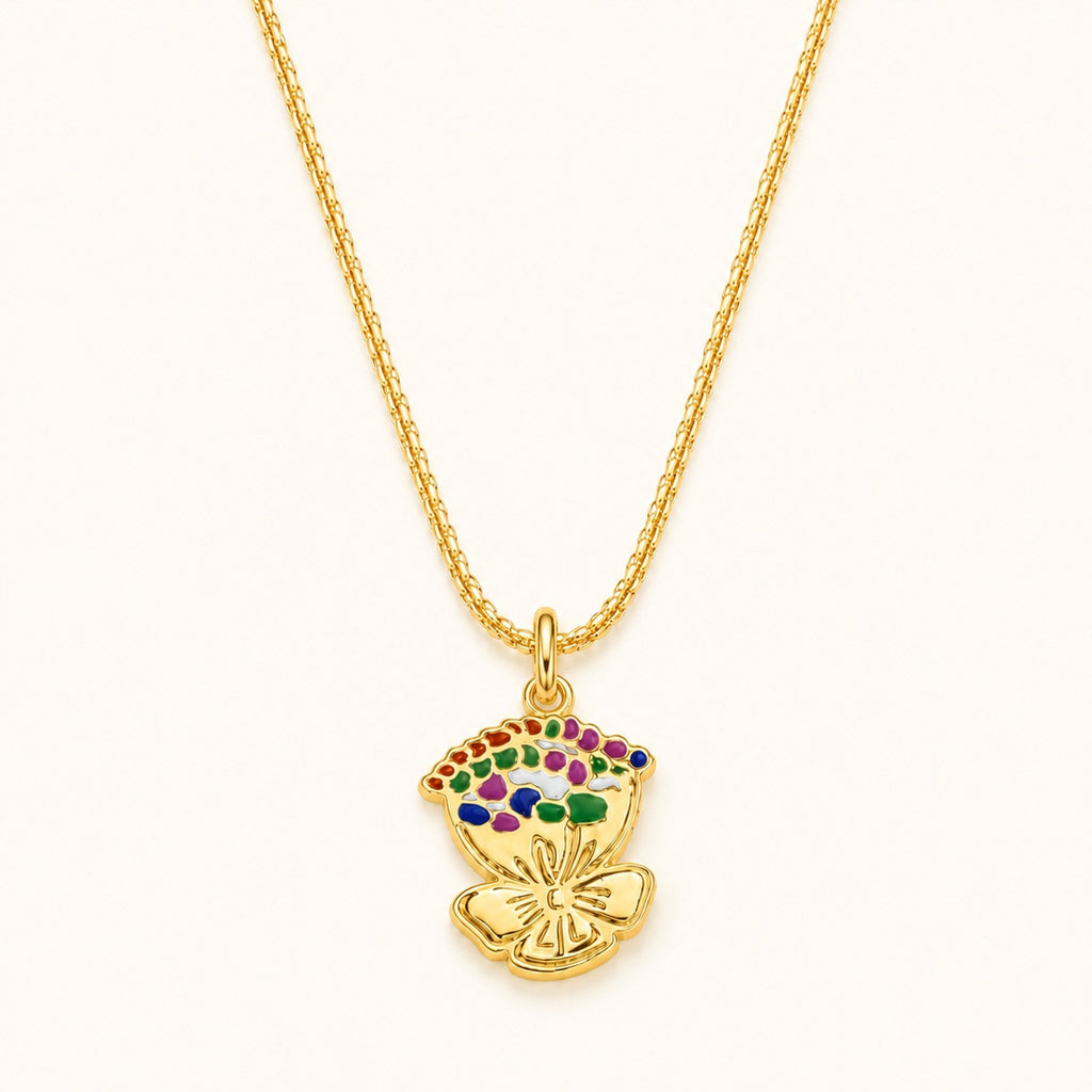 Personalized drawing enamel necklace made from custom artwork