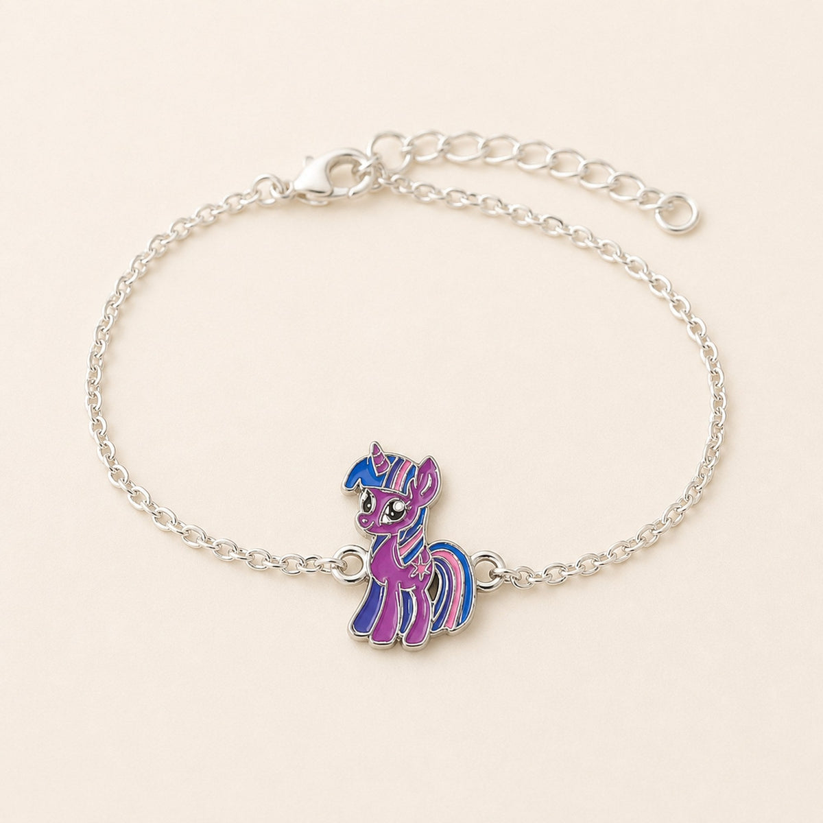 Custom Drawing Enamel Chain Bracelet – Stainless Steel in silver finish