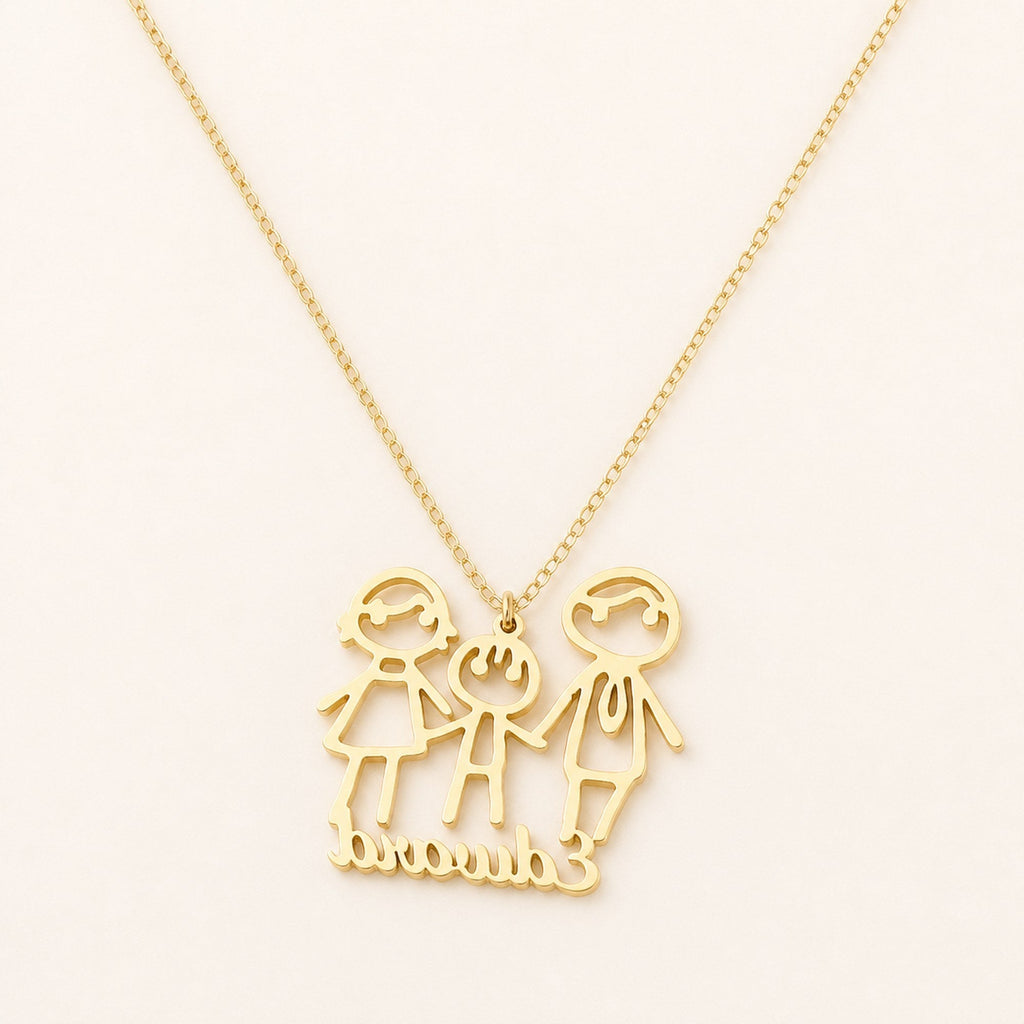 Custom Drawing Necklace – Stainless Steel in gold finish