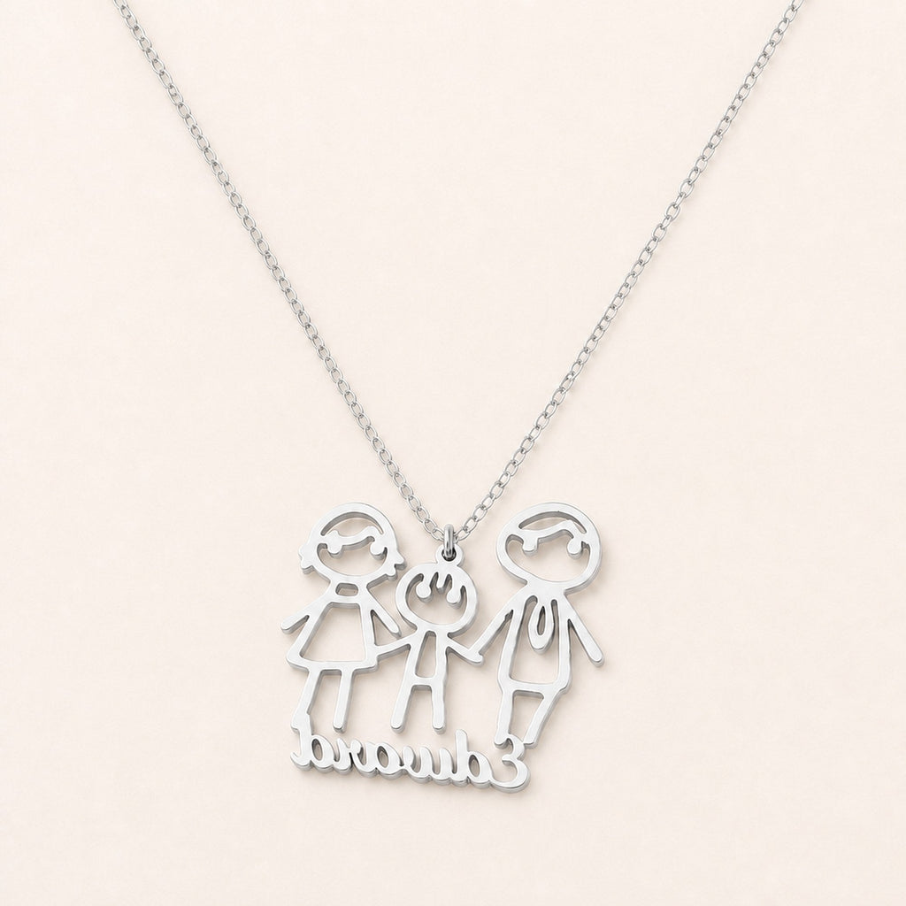 Custom Drawing Necklace – Stainless Steel in silver finish